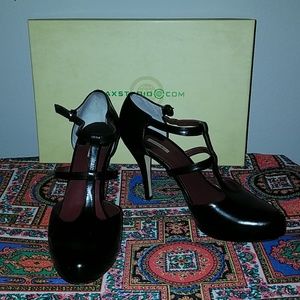 Black Leather Strappy Heels